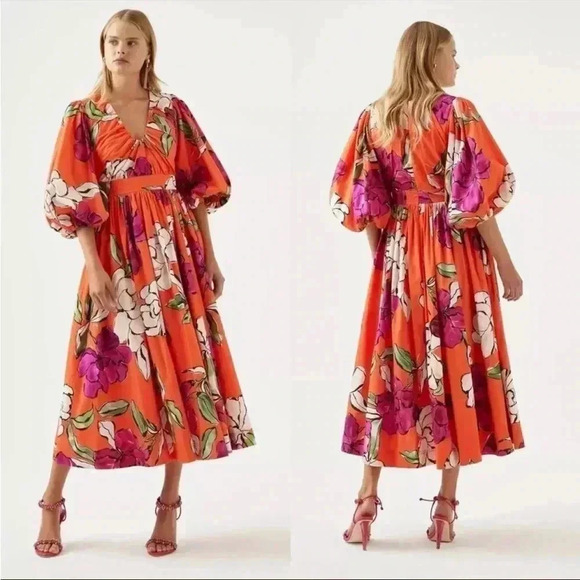 NWT AJE Marlene Floral Midi Dress - Camellia - Size 6 (US 2/XS)- dawn ulla sun - Picture 1 of 16